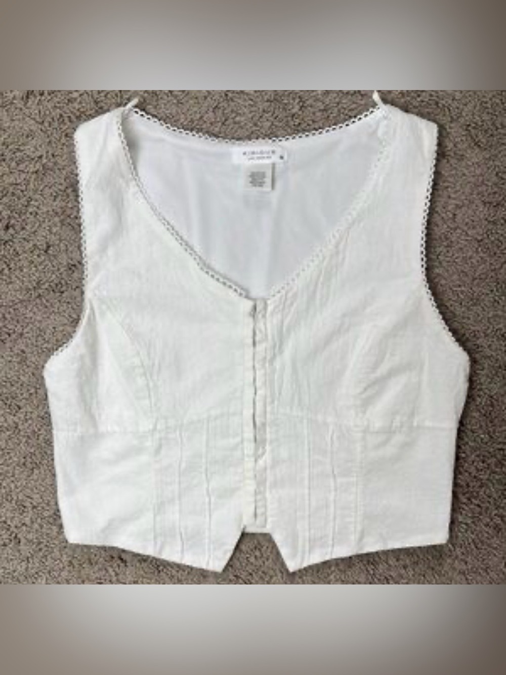 NWT Kirious Los Angeles White Sleeveless Button-Front Corset Crop Top size L
